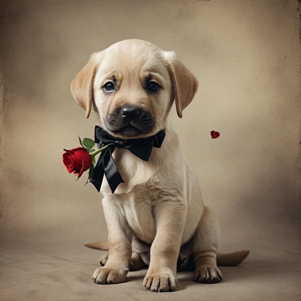 Cinematic Labrador Puppy in Film Noir Style