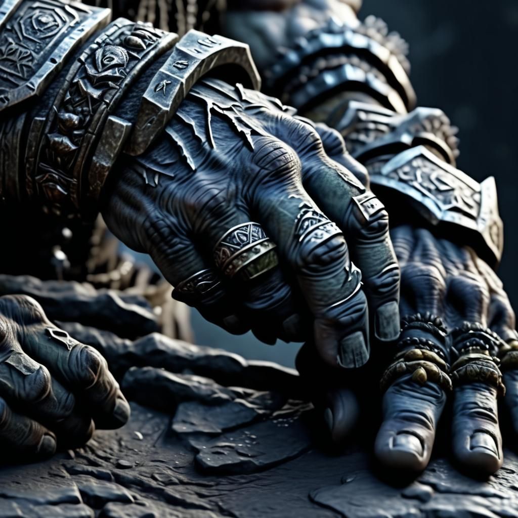 Orc Praying Hands in Ultra Close-Up