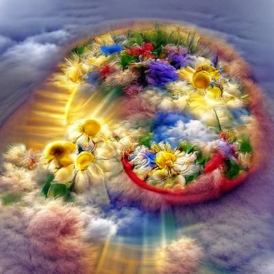 Heavenly Flower Circle in Divine Sunshine