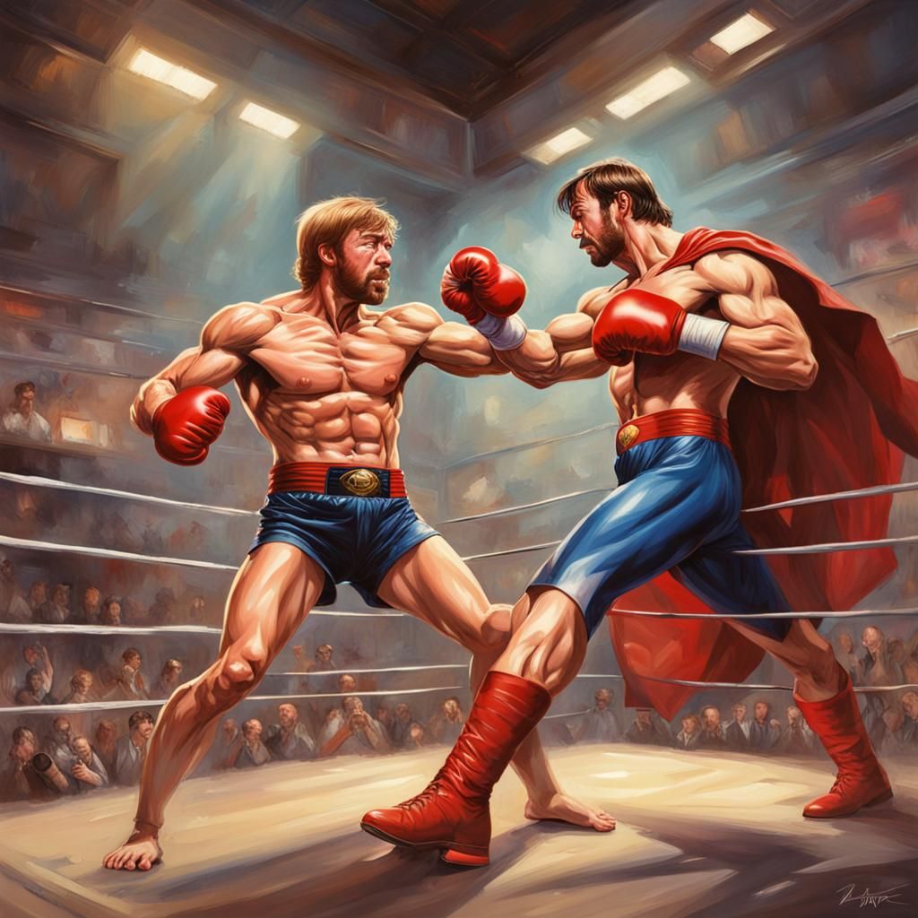 Chuck Norris Defeats Superman: Hyperrealistic Boxing Match