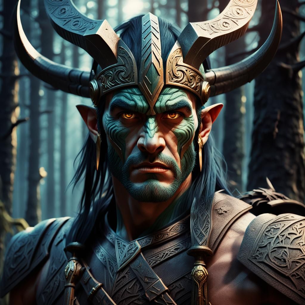 Romulan Barbarian in Mystical Forest: Surreal Portrait