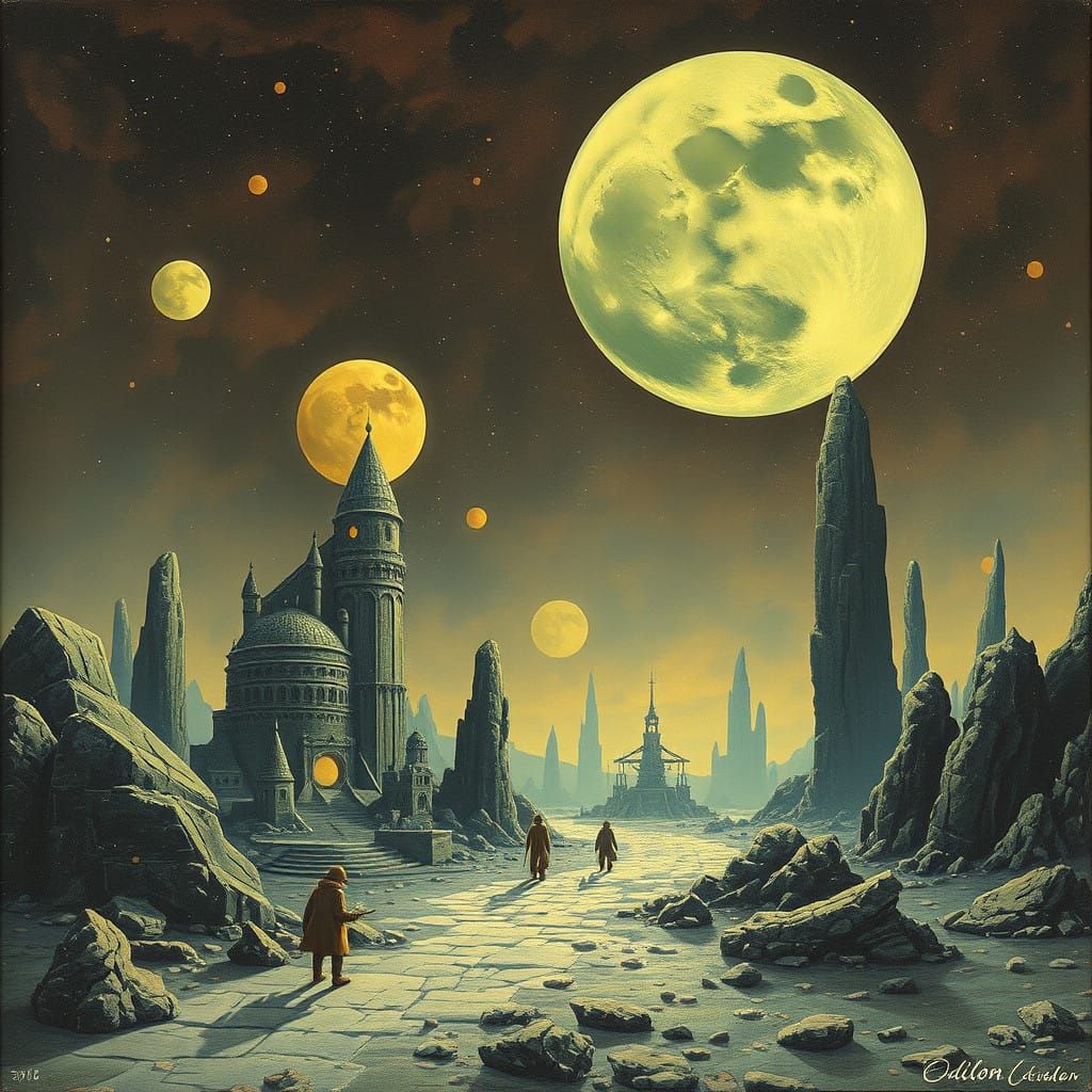 Sci-fi in the style of Odilon Redon