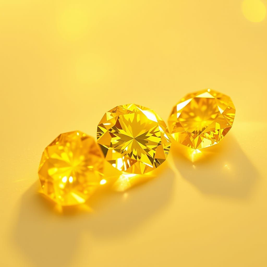 Glittering Yellow Diamonds in Soft Golden Light