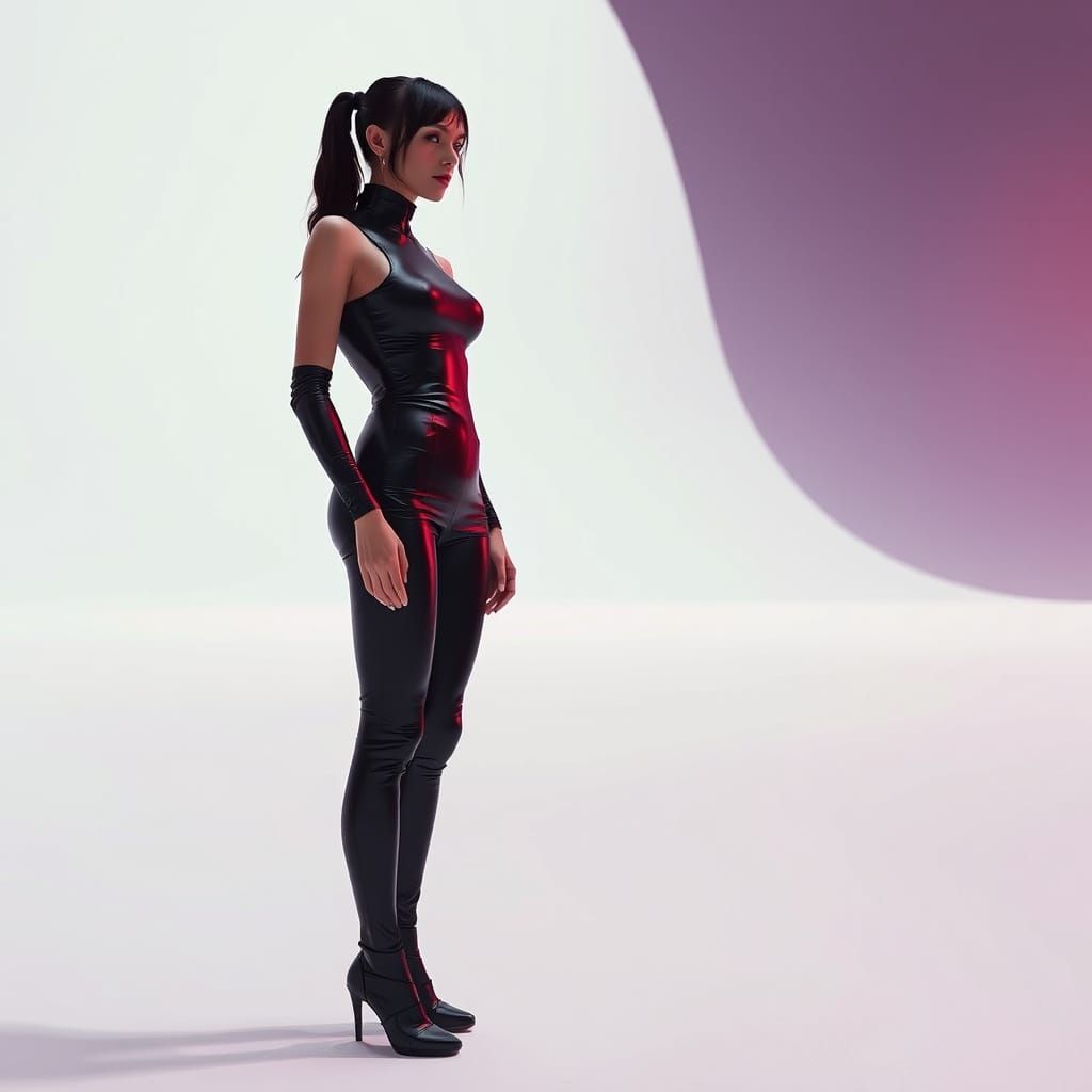 Futuristic Woman in Empty Space, in a Minimalist Style