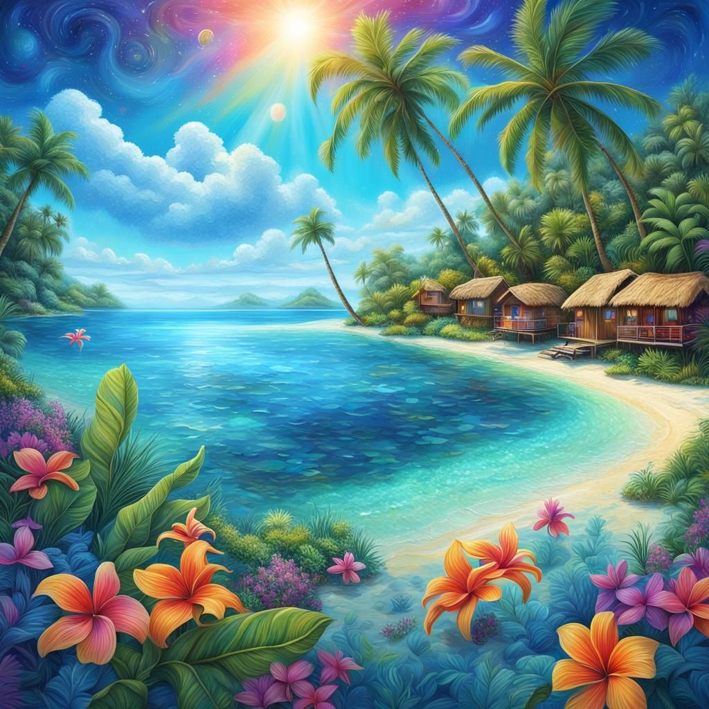 Tropical Paradise: Maldive Island in Vibrant Colors