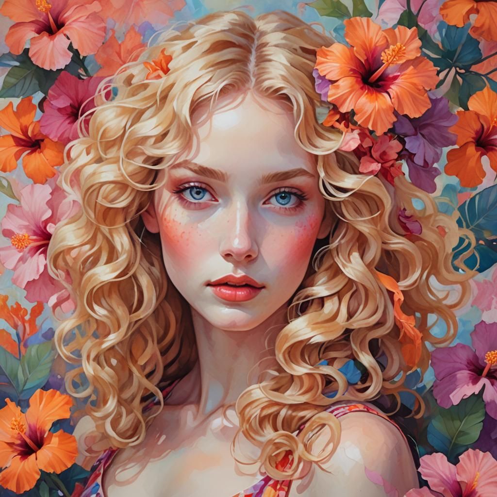 Ethereal Feminine Portrait in Dadaist Floral Dreamscape