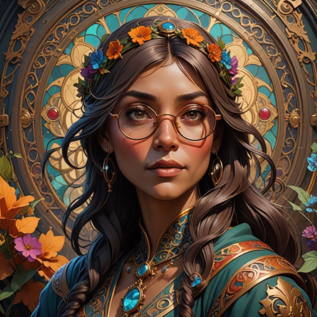 Ethereal Fantasy Portrait of Thelma with Glasses and Scooby-...