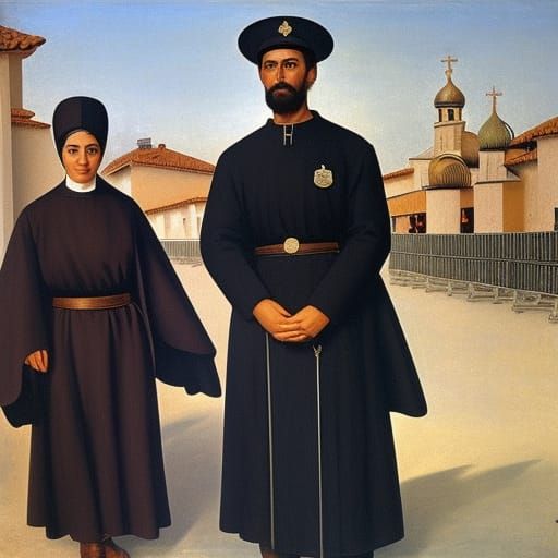 Spanish Officers Arrest Nun: Classical Art Style
