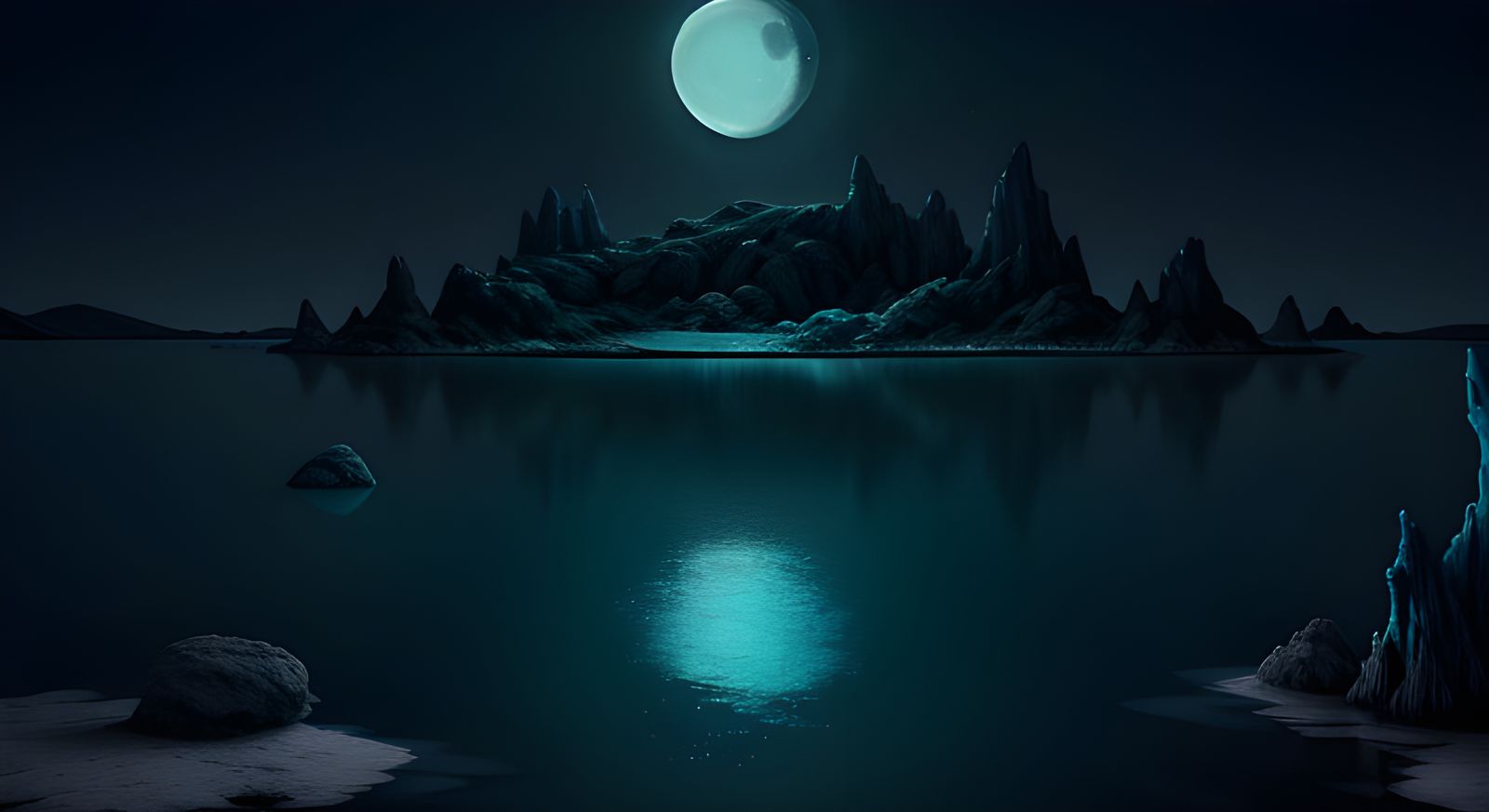 Moonlit Lagoon of Nordthra: Enchanting Twilight Fantasy