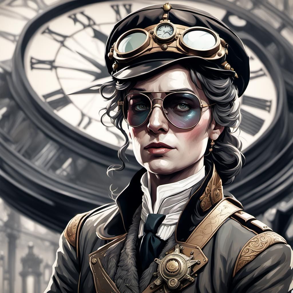 Victorian Aviator Portrait in Steampunk Style