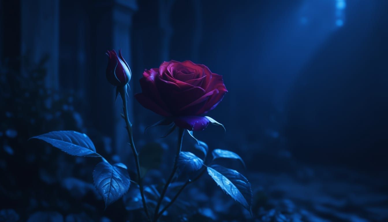 Magical Winter Garden with Glowing Roses