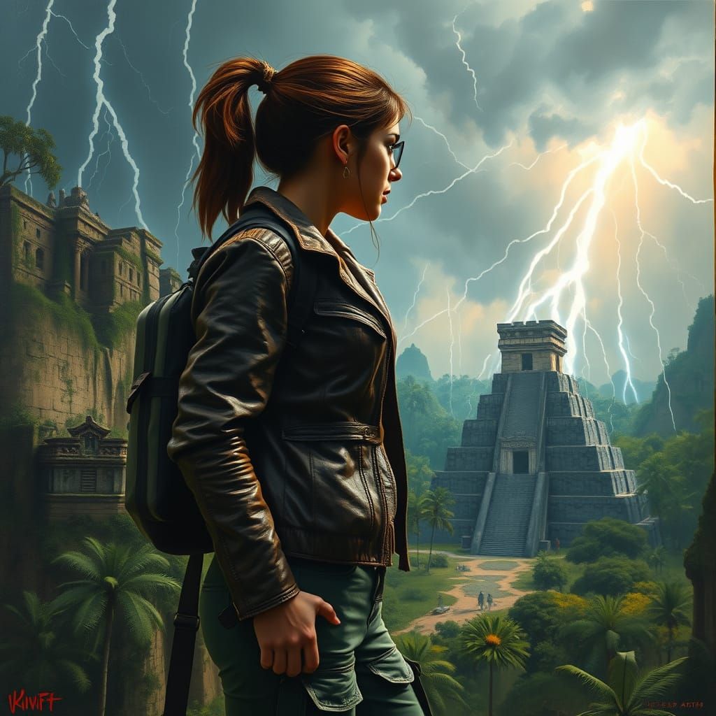 Tomb Raider at Mayan Temple in Dali-esque Storm