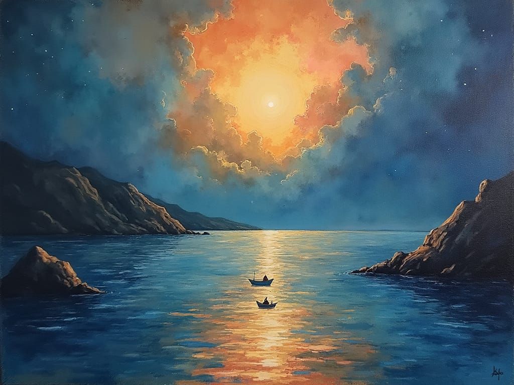 Surreal Epic Masterpiece in Gouache Style, Thick Brush Strok...