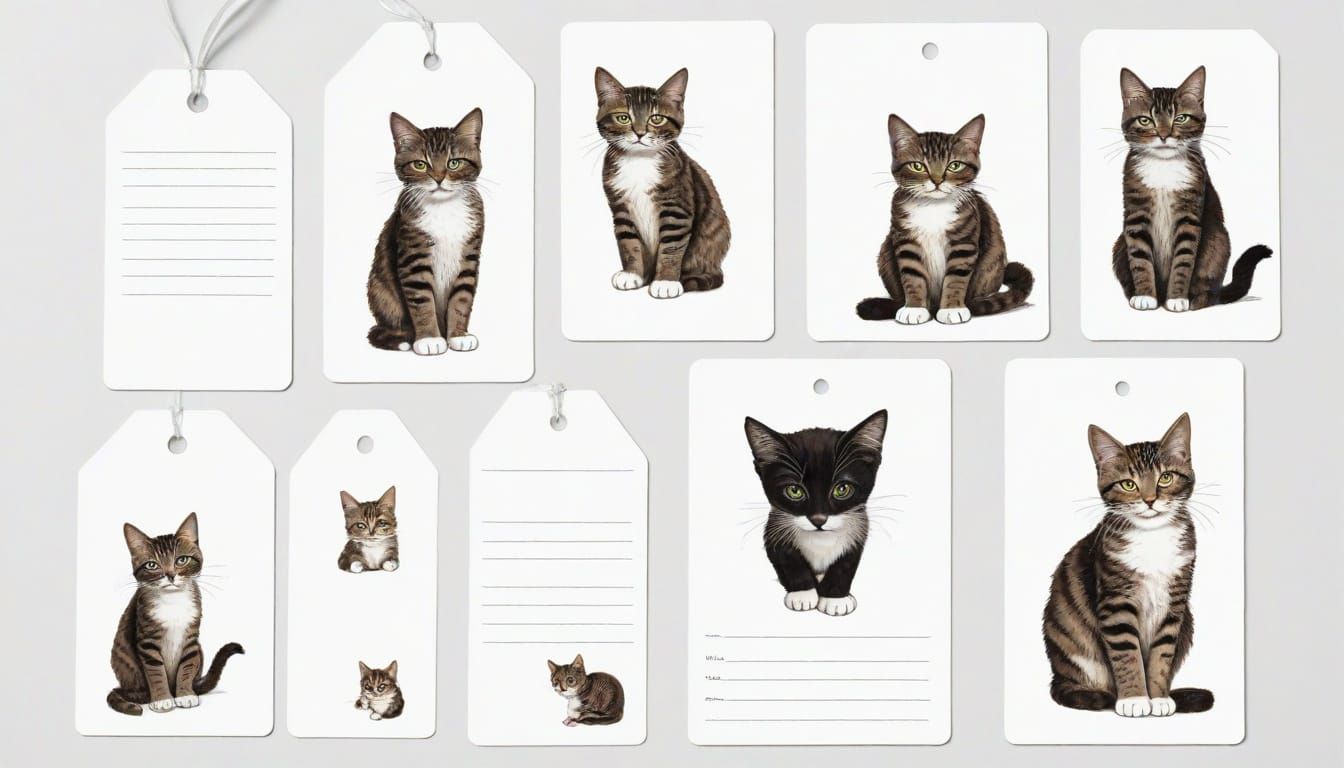 Whimsical Cat Journaling Cards in Pastel Hues