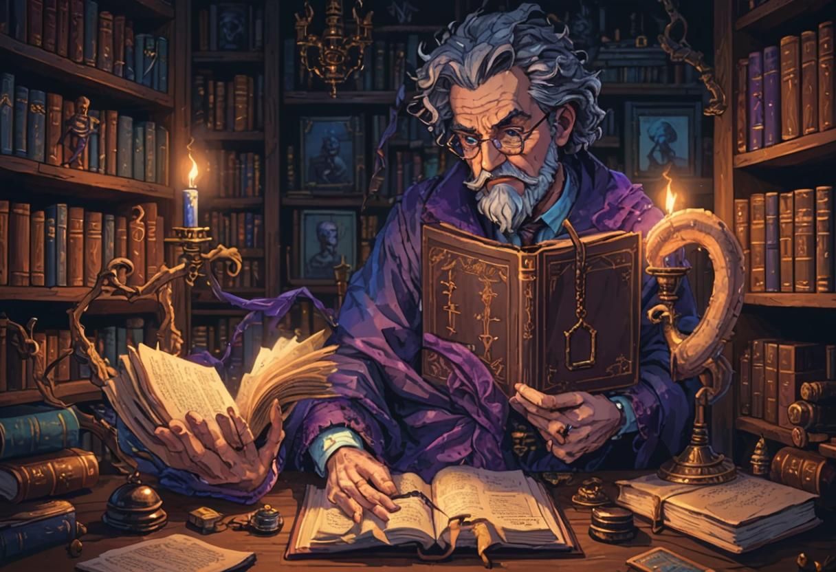 Mysterious Professor in Dark Academia Pixel Art