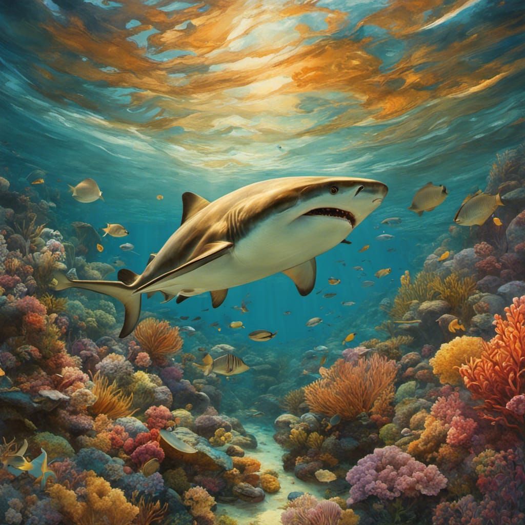 Bull shark in Coral reef