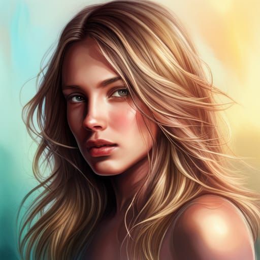 Hyperrealistic Girl Portrait with Colorful Background