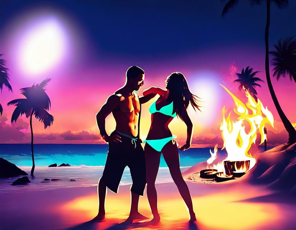 Tropical Beach Party with UV-Lit Dancers