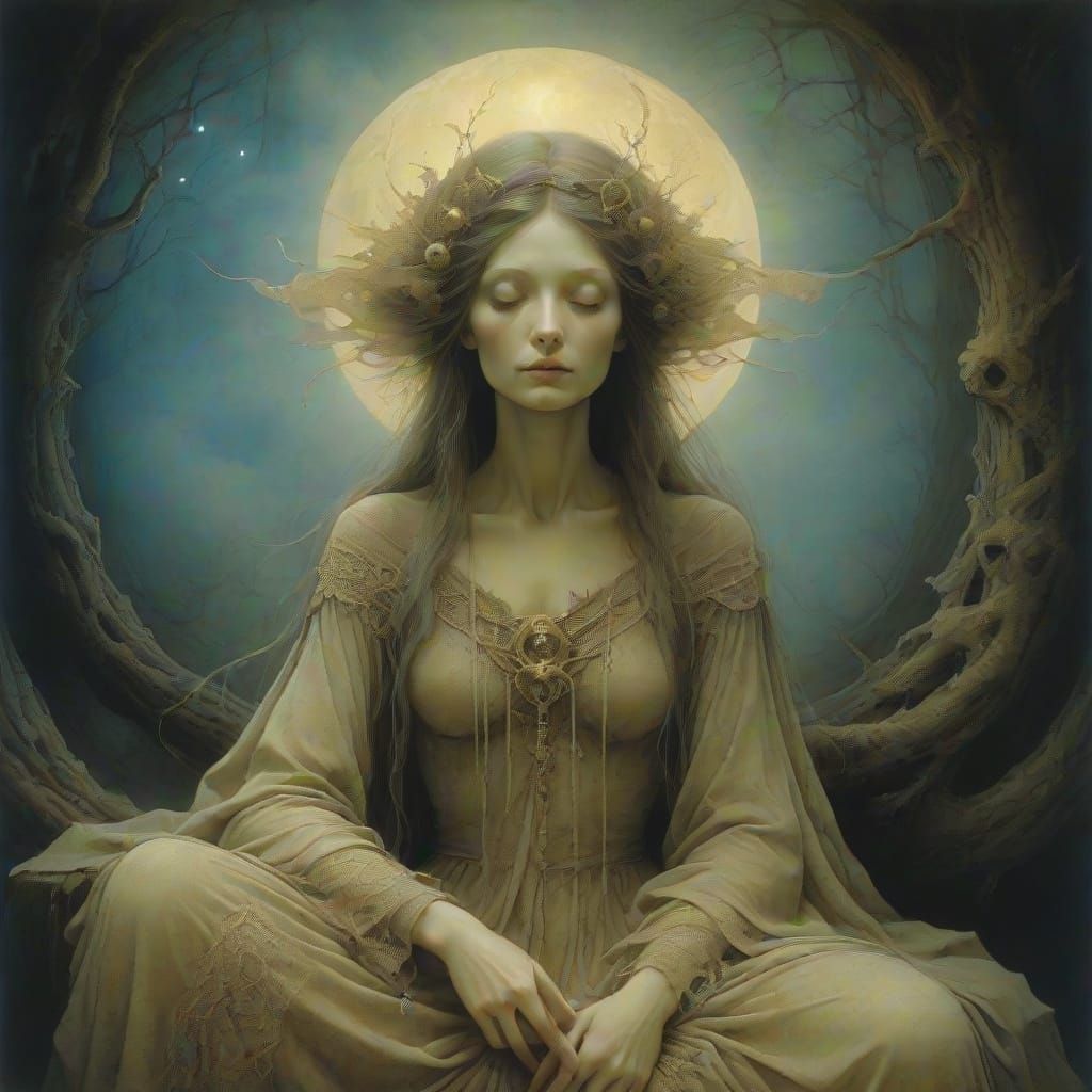 Enigmatic Woman Lost in Thought, Victorian Elegance Meets My...