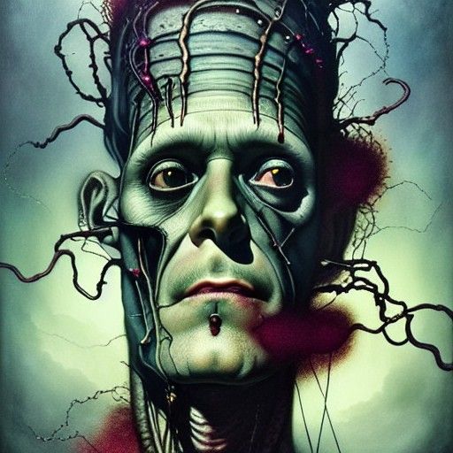 Detailed Frankenstein Portrait in Digital Art Style