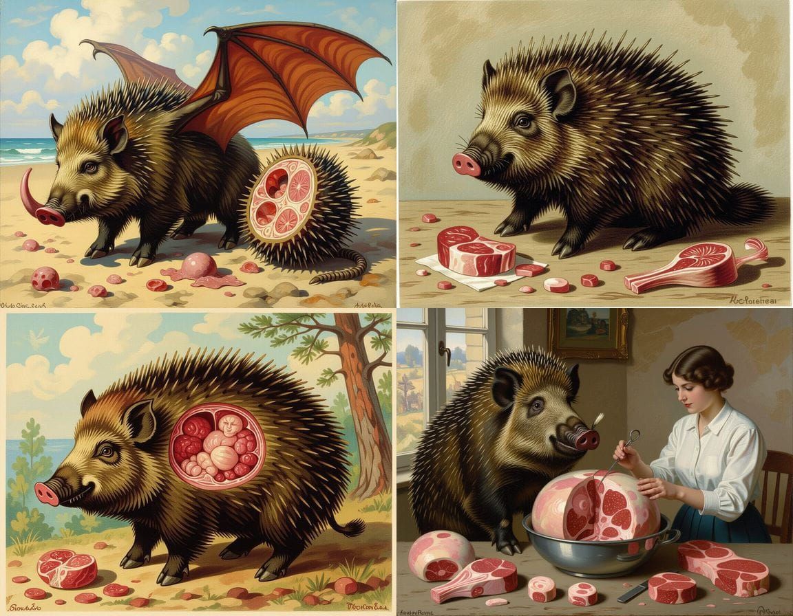 Surreal Grotesque Chimera Inspired by Classical Masters