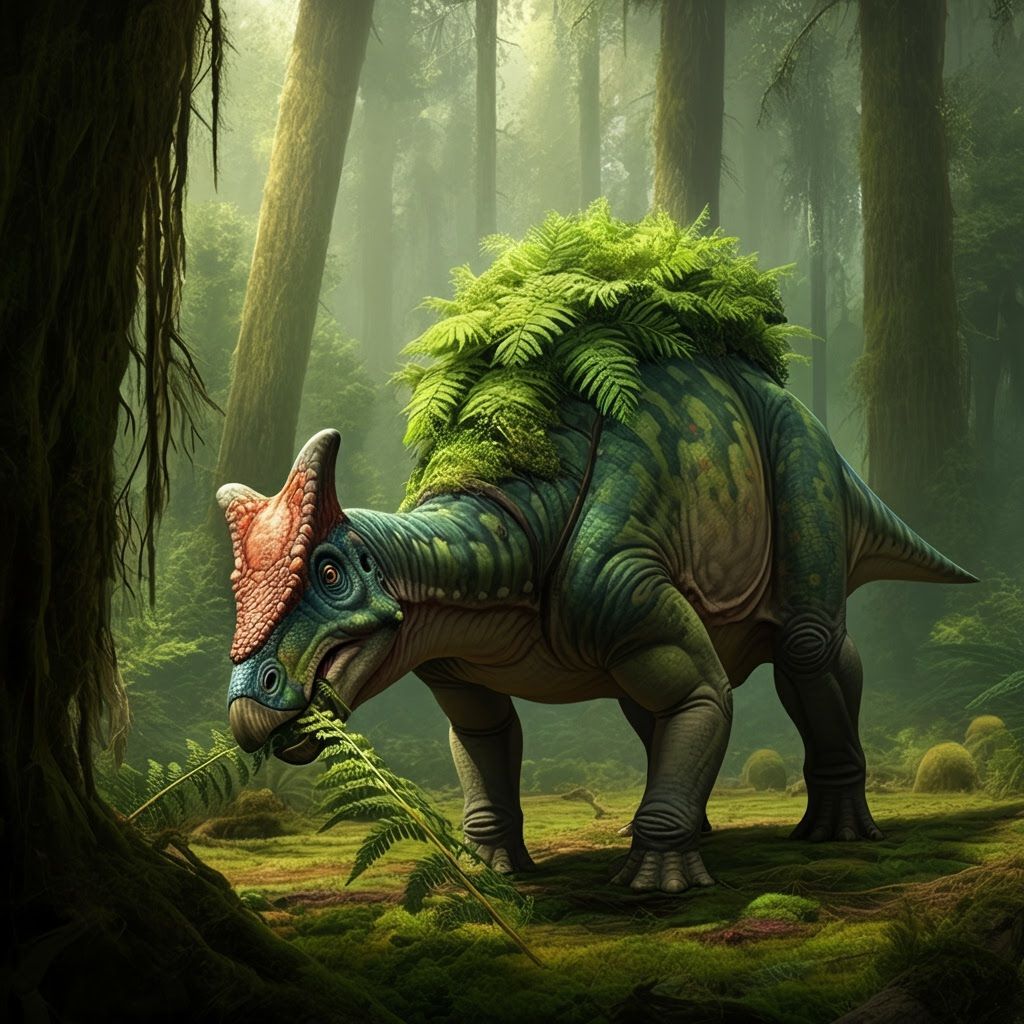 Hadrosaur in Jurassic Forest with Photorealistic Details