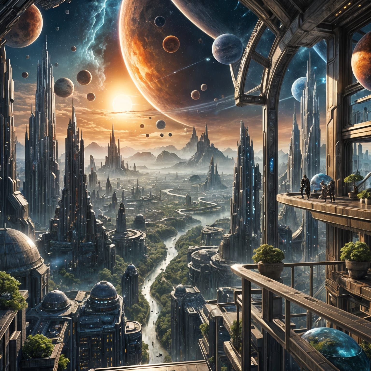 Planetary Cityscape: Sci-Fi Fantasy Art