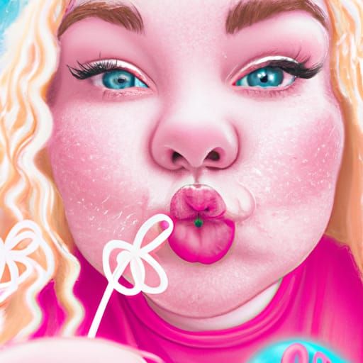 Candy Art: Child Blowing Kisses in Candyland