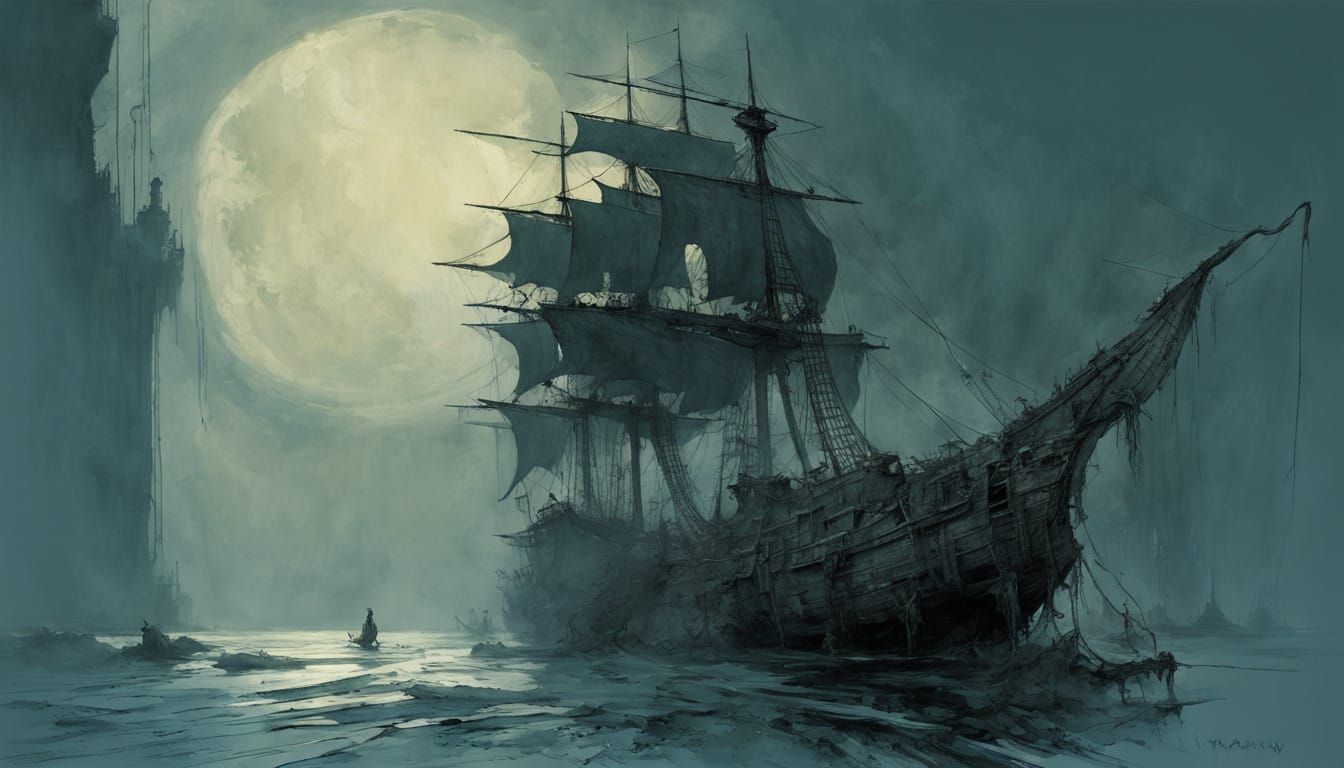 Ghostly Sailing Ship Passes Through Haunting Bone Portal