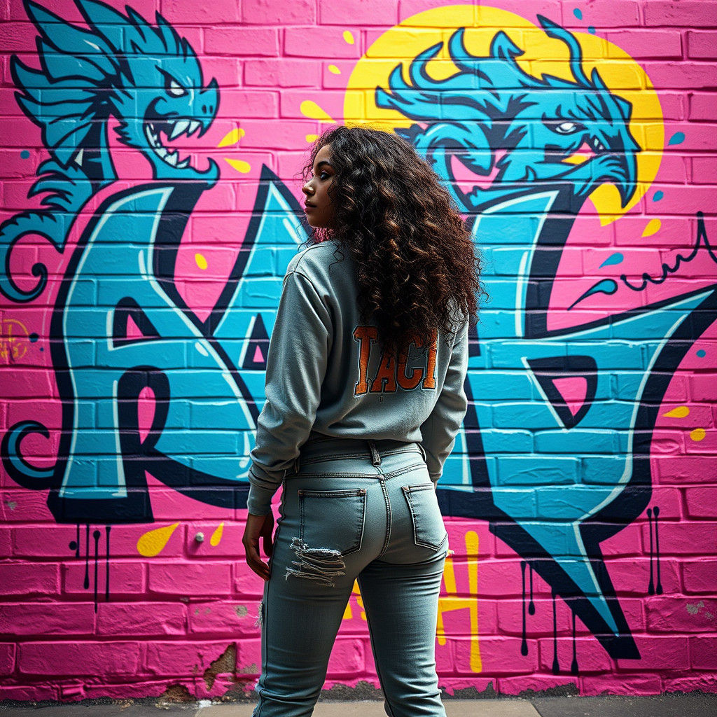 African American Woman in Graffiti Alley