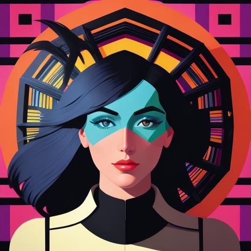 Pop Art Dark Horse in Bauhaus Style