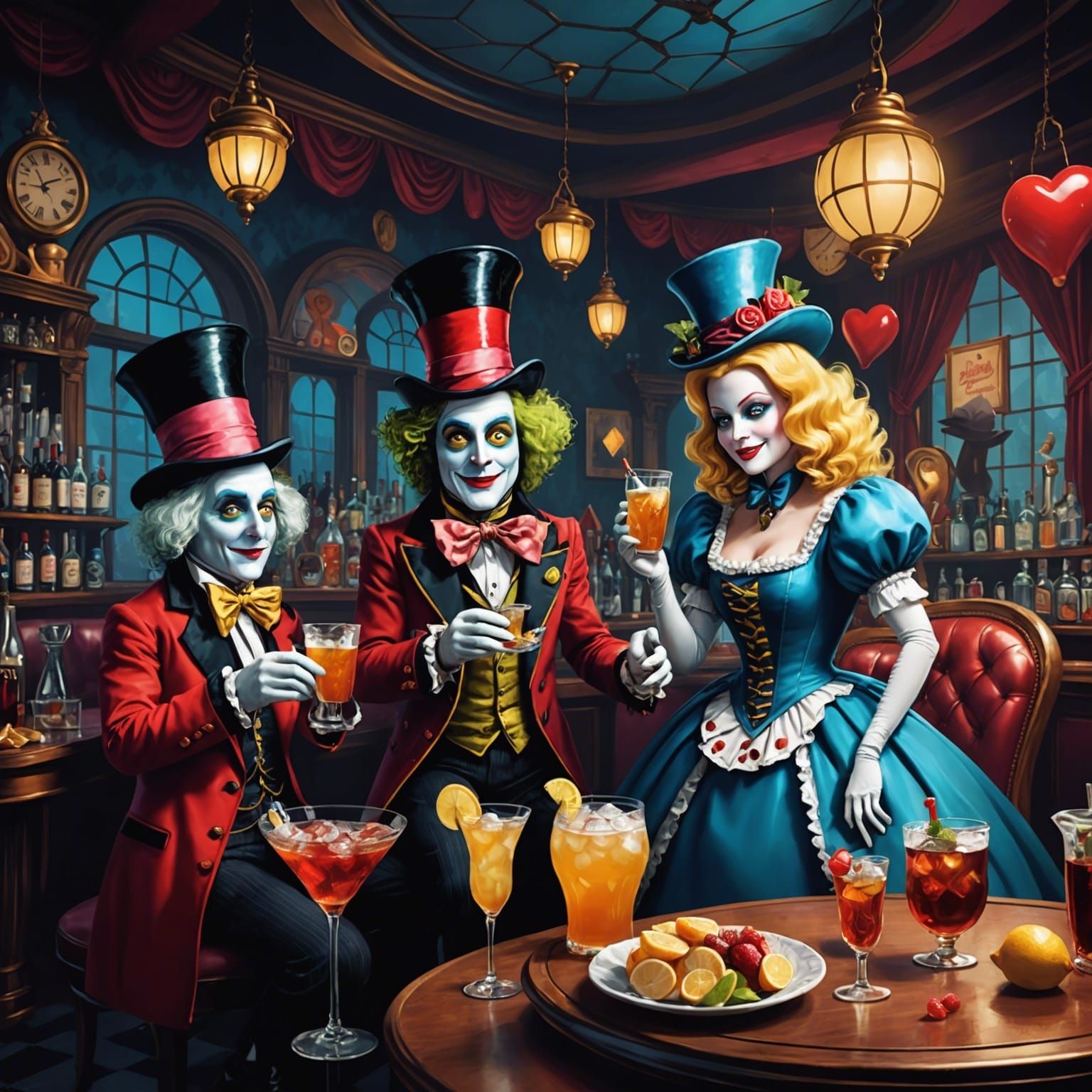Alice in Wonderland Nightclub Scene, Digital Art