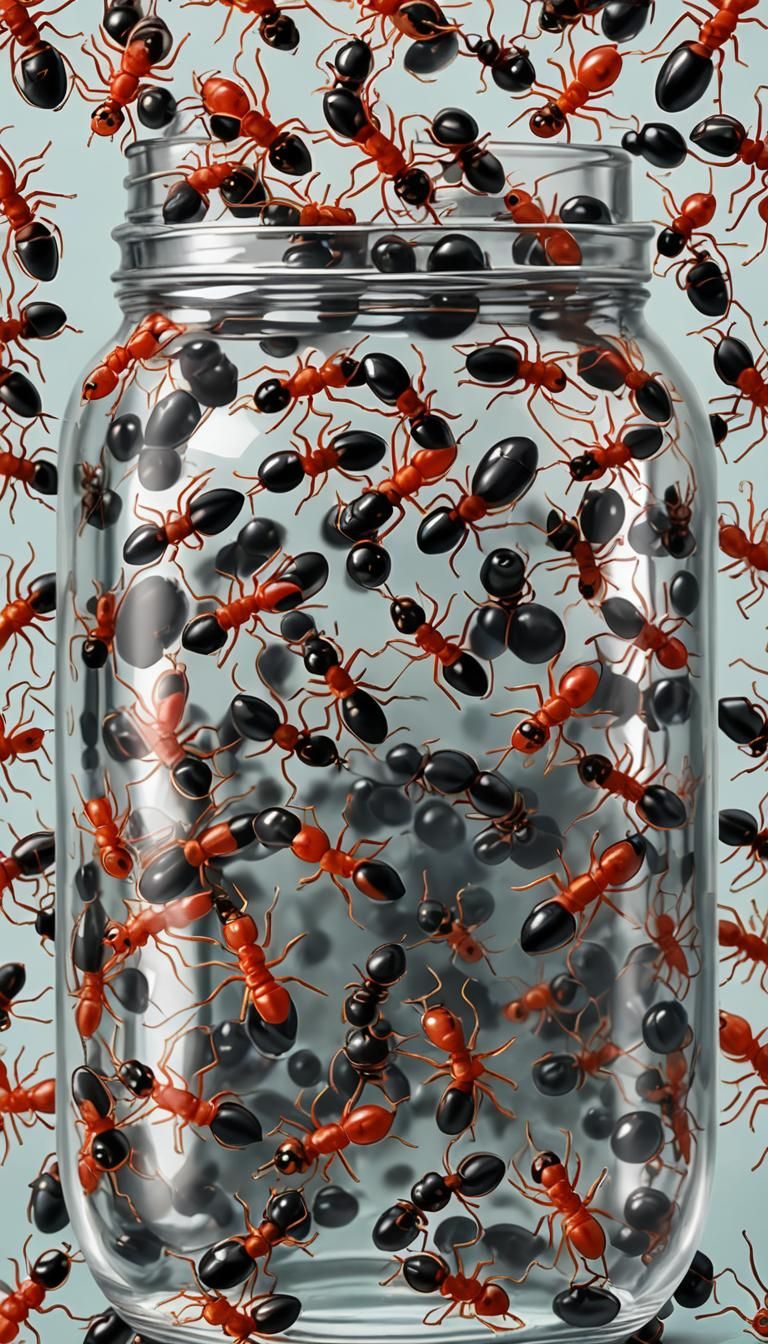 Ants in a Jar: Hyperrealistic Splash Art