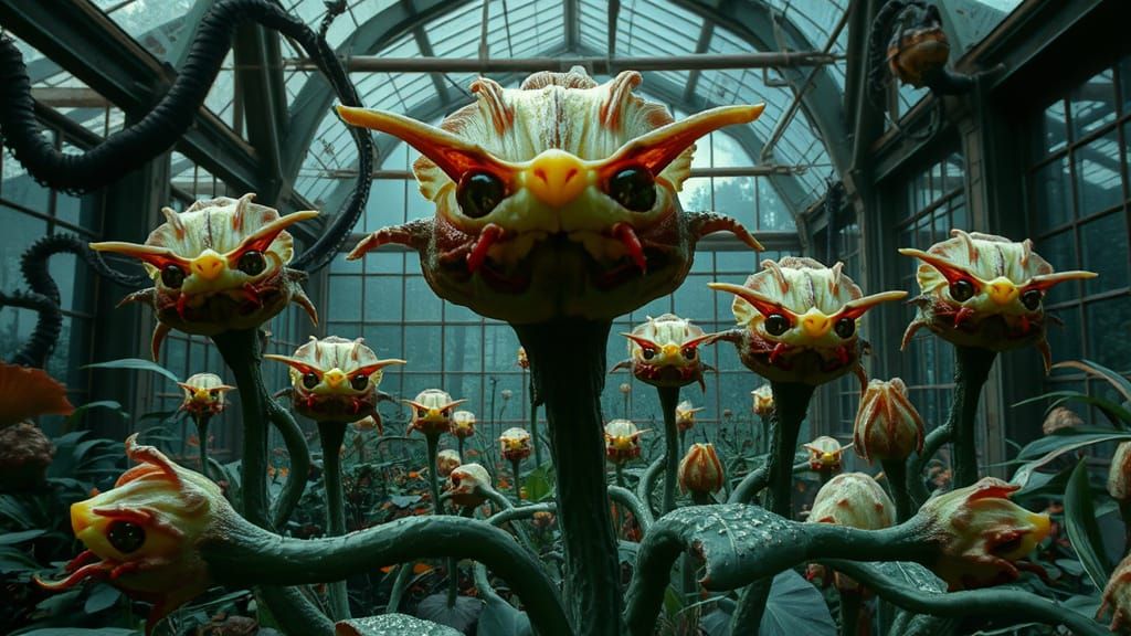 Monstrous Flowers in a Dark Fantasy Garden