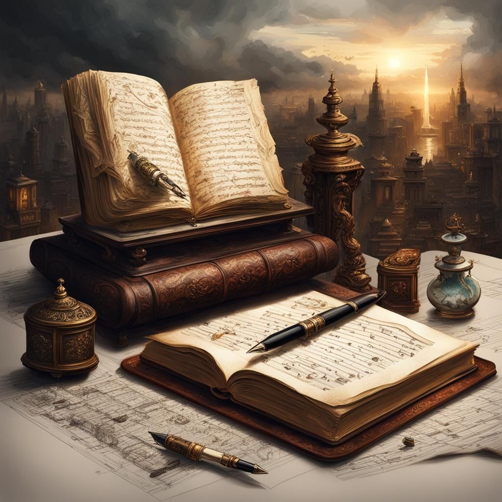 Vintage Writing Set: Dreams and Love in Digital Art