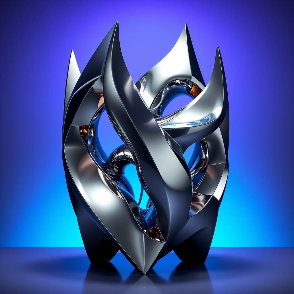 Weightless Metallic Sculpture in Gradient Hues