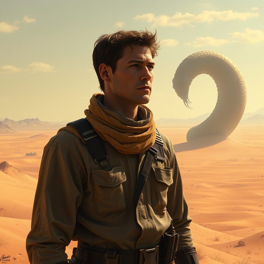 Dune Landscape with Determined Paul Atreides