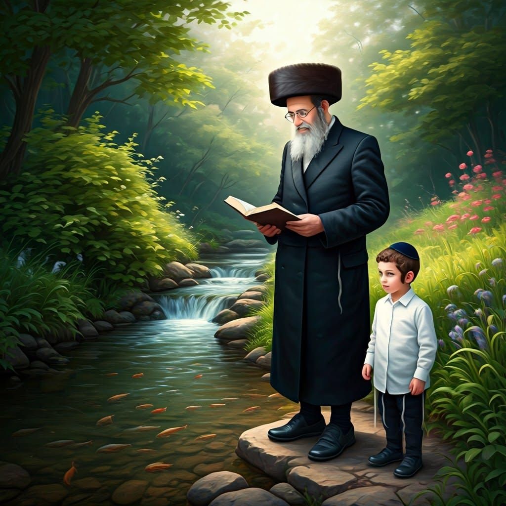 Serene Ultra-Orthodox Father and Son by Brook