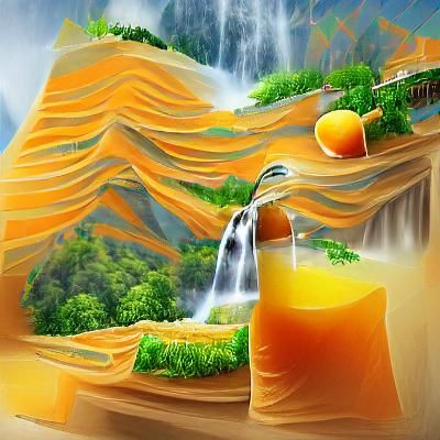 Refreshing Orange Juice Waterfall Cascade