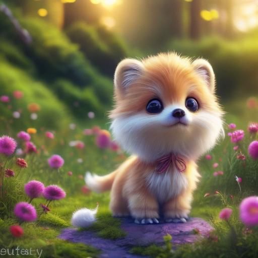 Pomeranian Puppy's Enchanting Garden Adventure