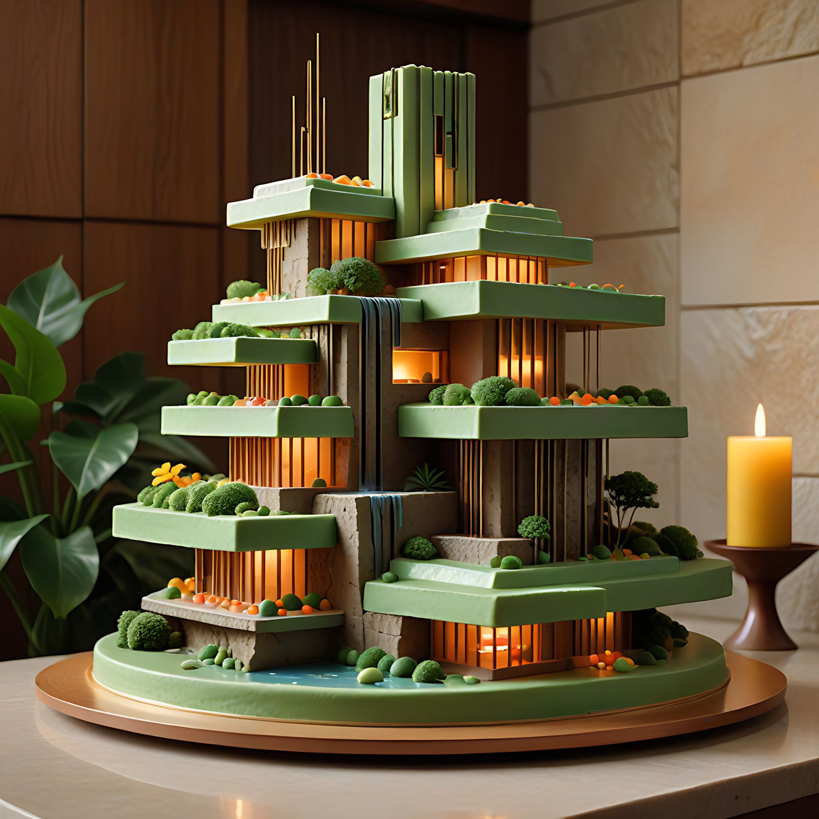 Frank Lloyd Wright-Inspired Birthday Cake Architectural Dess...
