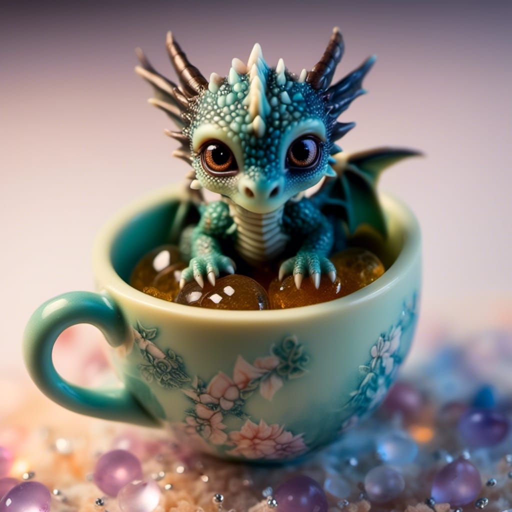 Dragon Hatchling in Teacup: A Miniature Fantasy