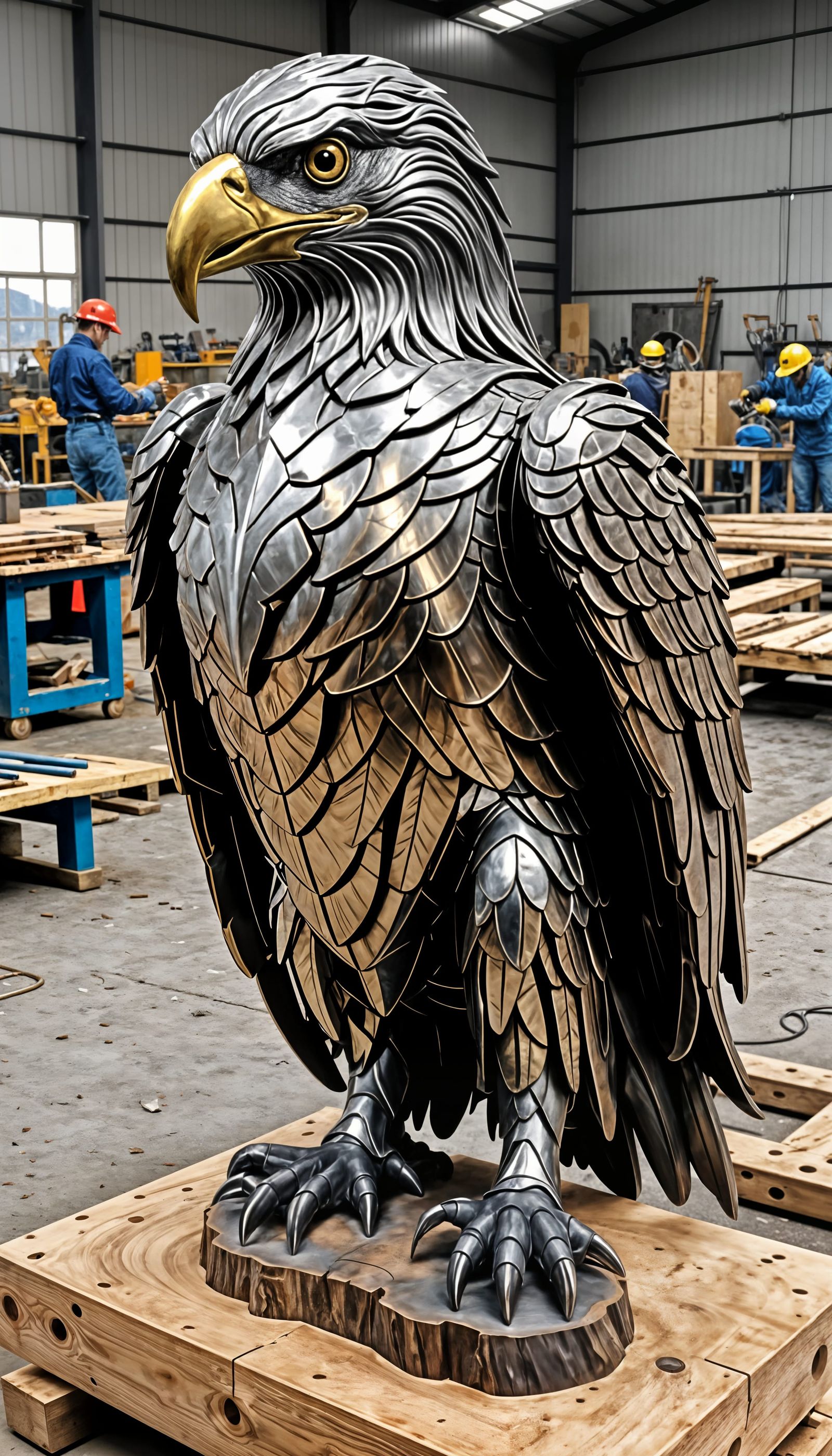 Welder Creates Stainless Steel Eagle Sculpture