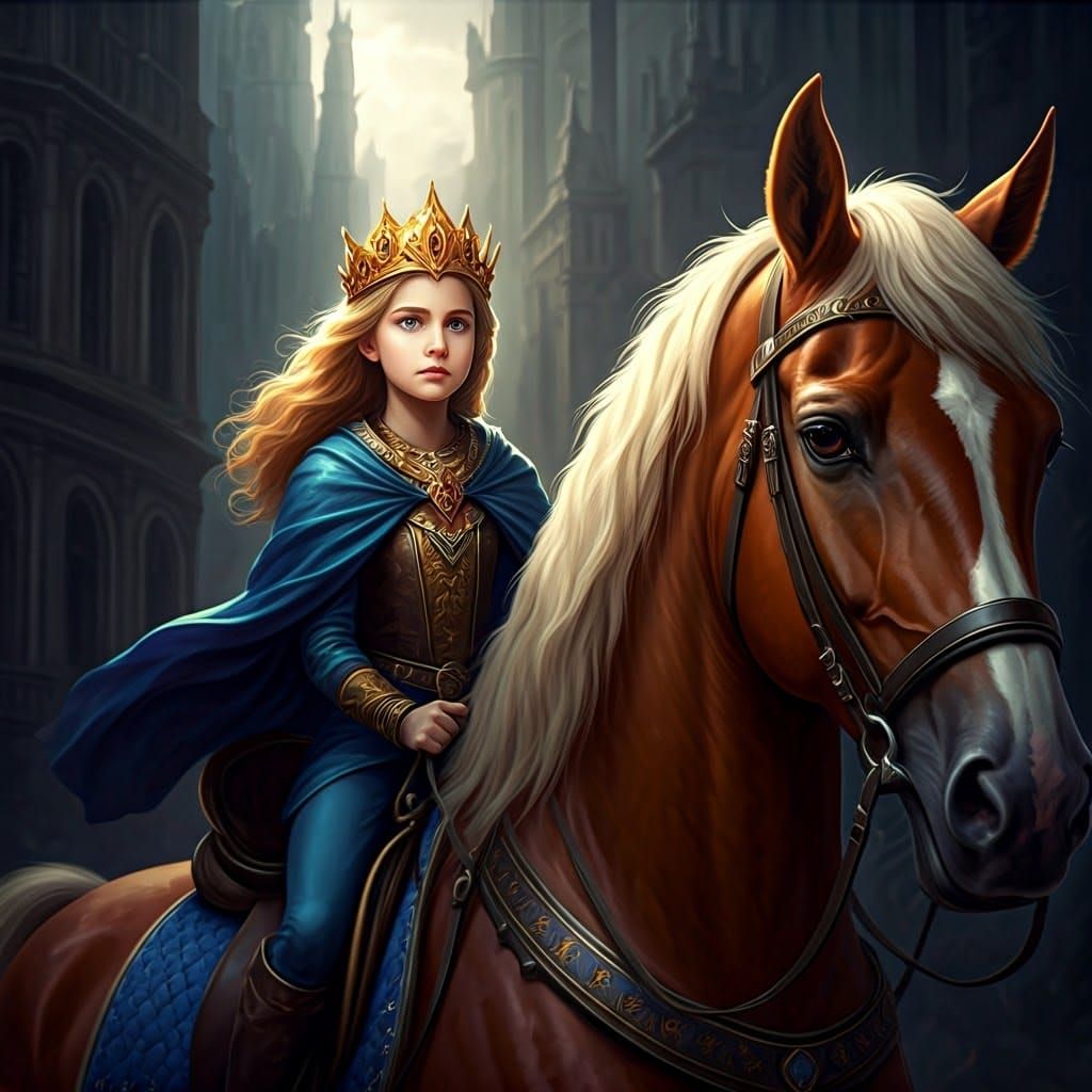 Royal Princess on Horse in Detailed Digital Painting