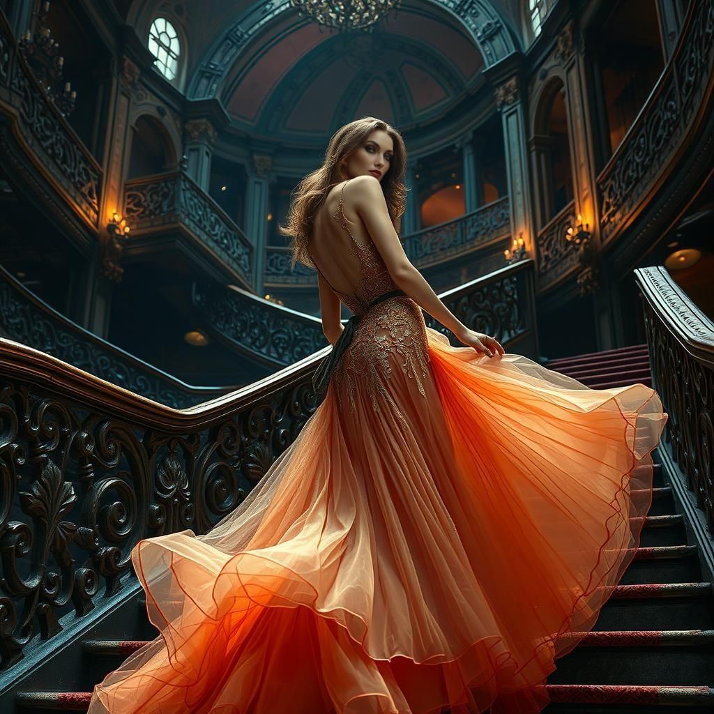 Glamorous Woman Modeling 1970s Fashion in Digital Art