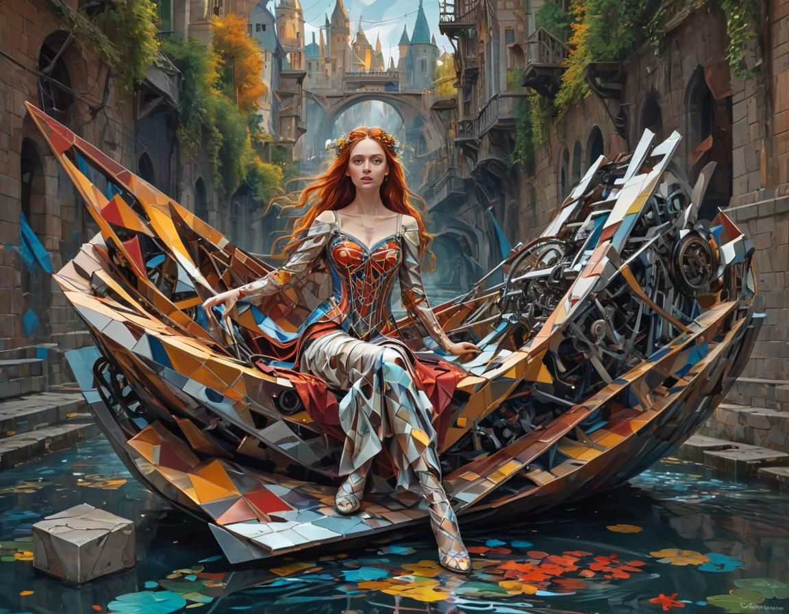 Dynamic Abstraction: Cubo-Futurist Lady of Shalott