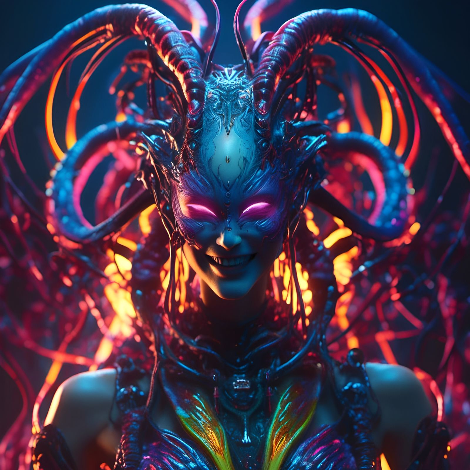 Surreal Alien Shapeshifter with an Insane Smile