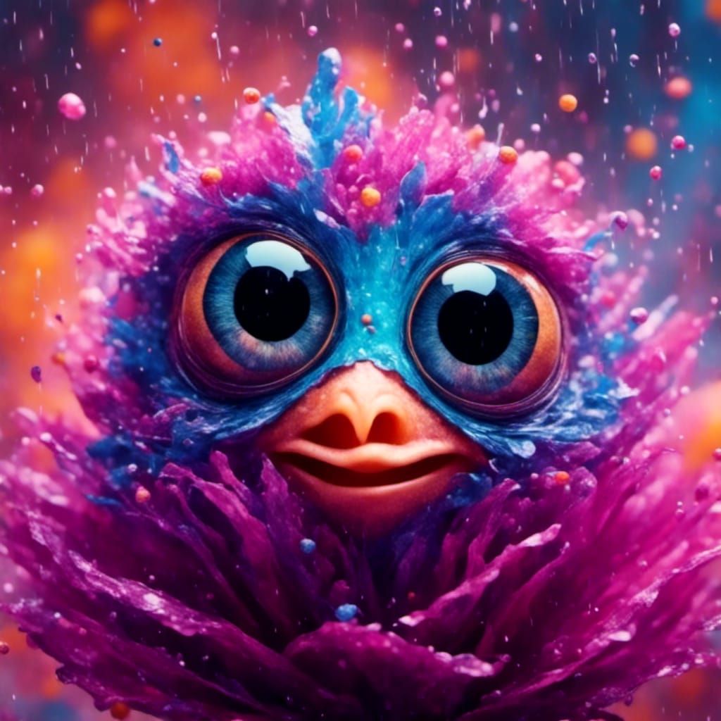 Rainbow Wasp Face Close-Up in Pastel Colors