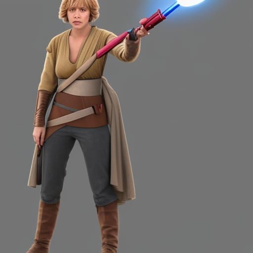 Female Luke Skywalker Rendered in Pixar Style