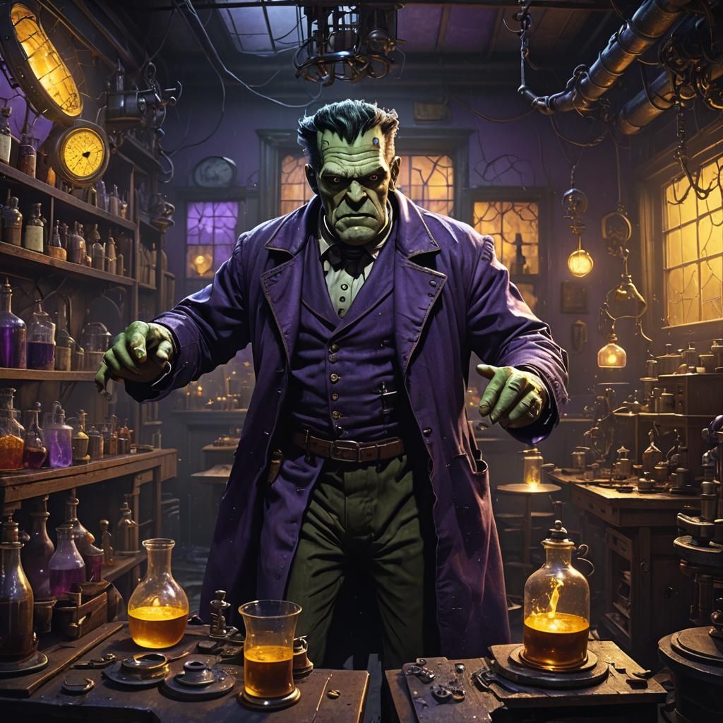 Frankenstein's Monster Brought to Life: Dark Fantasy Art